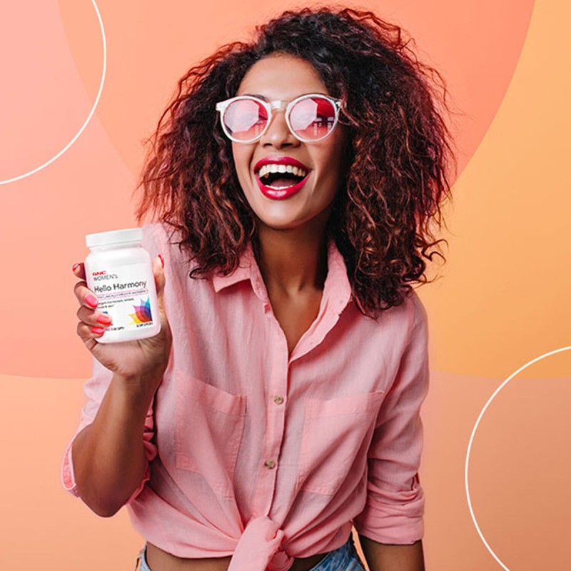 Gnc Women`s Hello Harmony Pms, Formula Pentru Echilibrul Hormonal, Emotional Si Elasticitatea Pielii Femeilor, 90 Cps