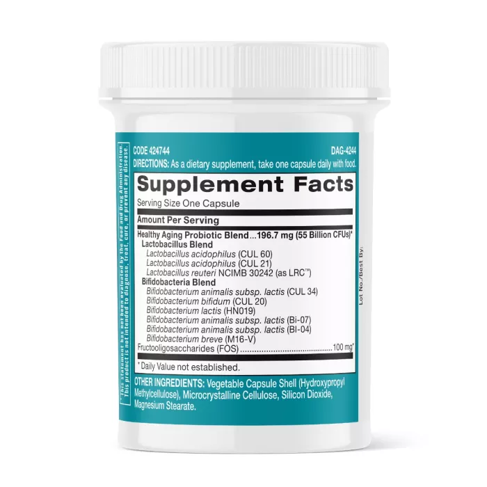 Gnc Gut Health Healthy Aging Probiotic For Adult Over 50, Probiotic Studiat Clinic, 55 Miliarde Ufc Culturi Vii, Pentru Digestie, Microbiom Si Longevitate, Destinat Adultilor Peste 50 De Ani, 30 Cps