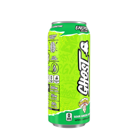 Ghost Energy Warheads Sour Green Apple, Bautura Energizanta Cu Aroma Acrisoara De Mar Verde, 473 Ml