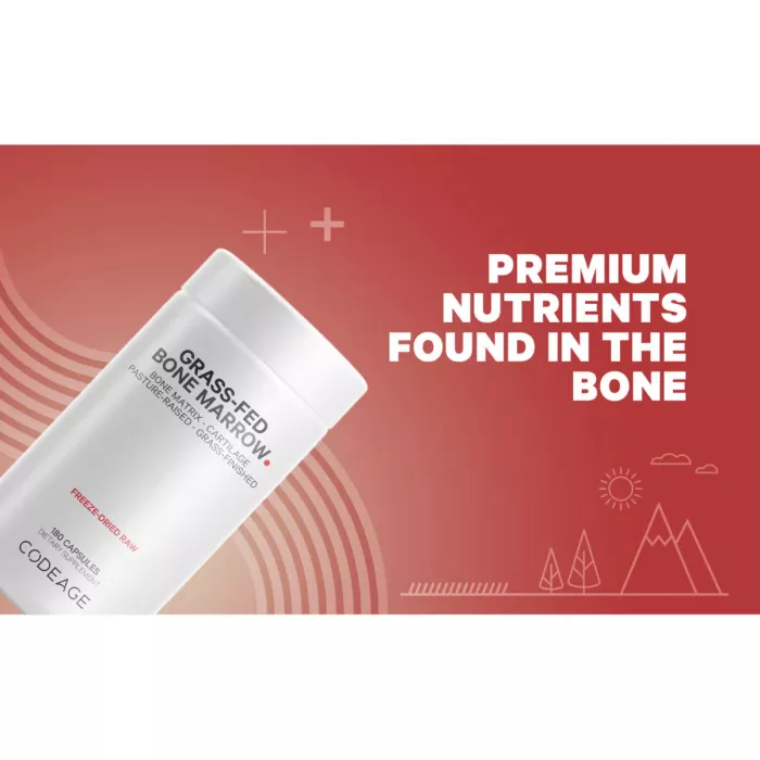 Codeage Grass-fed Bone Marrow, 3000 Mg Bone Extract, Extract De Maduva Osoasa De La Animale Hranite Cu Iarba, 3000 Mg Extract Osos, 180 Cps