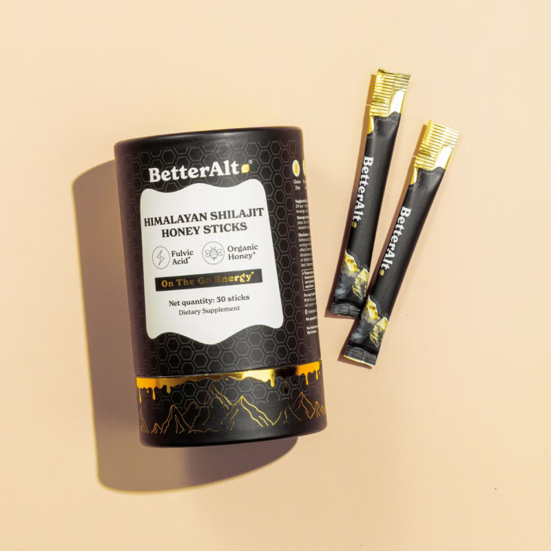 Better Alt Himalayan Shilajit Honey Sticks, Pliculete De Shilajit Din Himalaya Si Miere Cu 75% Acid Fulvic, 30 Pliculete
