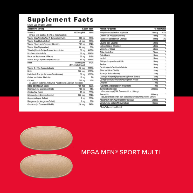 Mega men sport vitapak program, complex de multivitamine pentru barbati (30 Pachetele), GNC Live Well