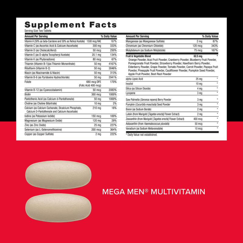 Gnc Mega Men Performance & Vitality Vitapak, Complex De Multivitamine Pentru Barbati, Performanta Si Vitalitate, 30 Pachetele