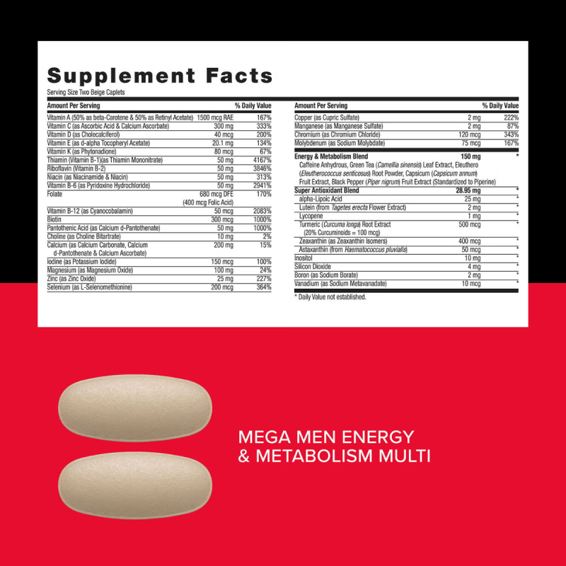 Complex de multivitamine pentru barbati, energie si metabolism (30 pliculete), GNC Live Well