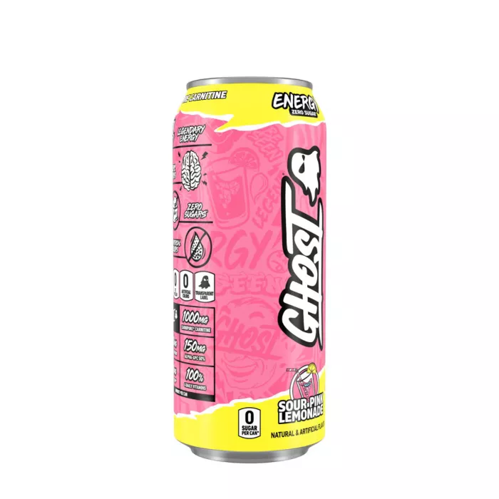 Ghost Energy Drink With Sour Pink Lemonade Flavor, Bautura Energizanta Cu Aroma De Limonada, 473 Ml