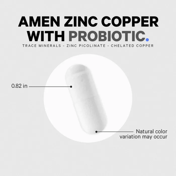 Codeage Amen Zinc/copper + Probiotics 2 Billion Cfu, Formula Pentru Echilibru Mineral Si Digestie Sanatoasa, 90 Cps