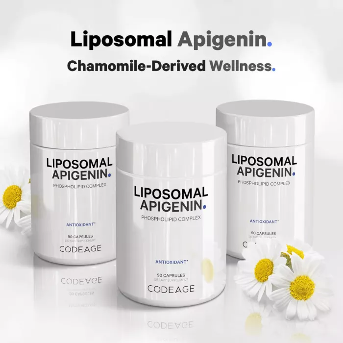 Codeage Liposomal Apigenin 50 Mg , Flavonoid Natural Pentru Sustinerea Relaxarii, Somnului Si Sanatatii Celulare, 90 Cps