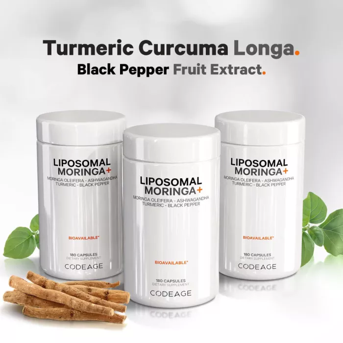 Codeage Liposomal Moringa+, Super-aliment Avansat Pentru Energie, Echilibru Si Vitalitate, 180 Cps