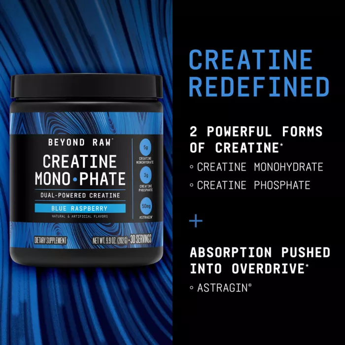 Gnc Beyond Raw Creatine Monophate, Formula Inovatoare Cu Creatina Monofosfat, Cu Aroma De Zmeura Albastra, 282 G