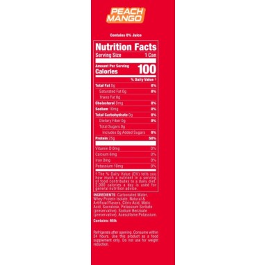 Bucked Up Lightly Carbonated Protein Rtd, Bautura Proteica Usor Carbogazoasa Cu Aroma Piersica Si Mango, 473 Ml