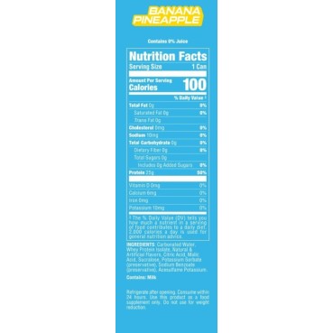 Bucked Up Lightly Carbonated Protein Rtd, Bautura Proteica Usor Carbogazoasa Cu Aroma De Banane Si Ananas, 473 Ml