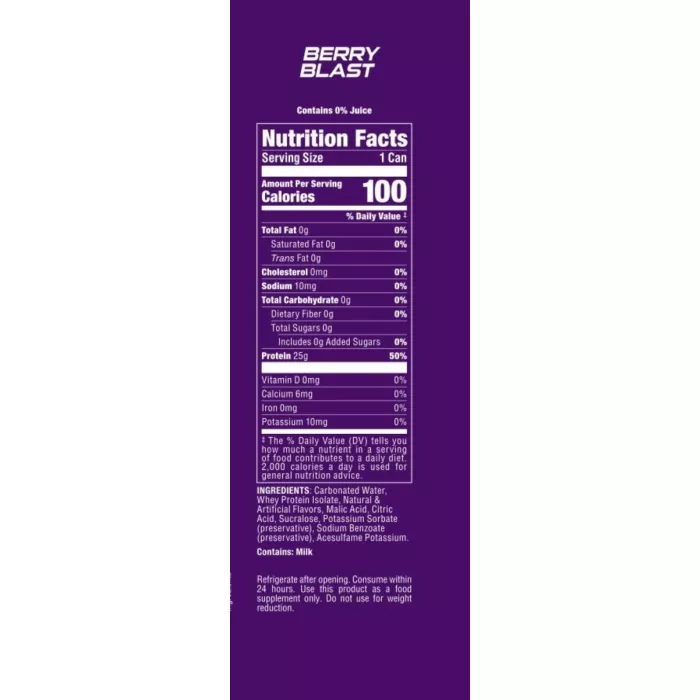 Bucked Up Lightly Carbonated Protein Rtd, Bautura Proteica Usor Carbogazoasa Cu Aroma Berry Blast, 473 Ml