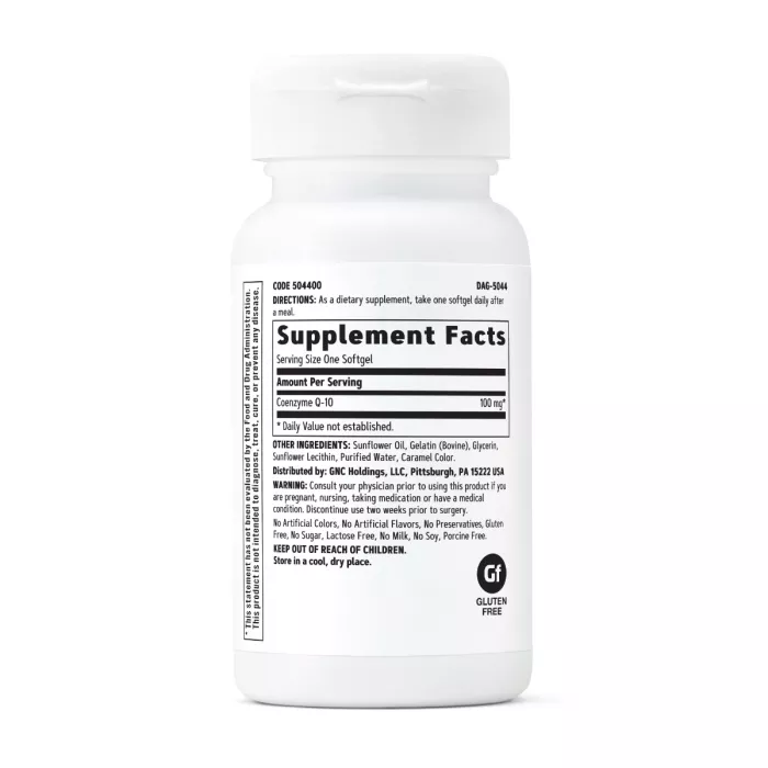 Gnc, Coq-10 100 Mg, Coenzima Q-10 Naturala 100 Mg, 30 Capsule Gelatinoase