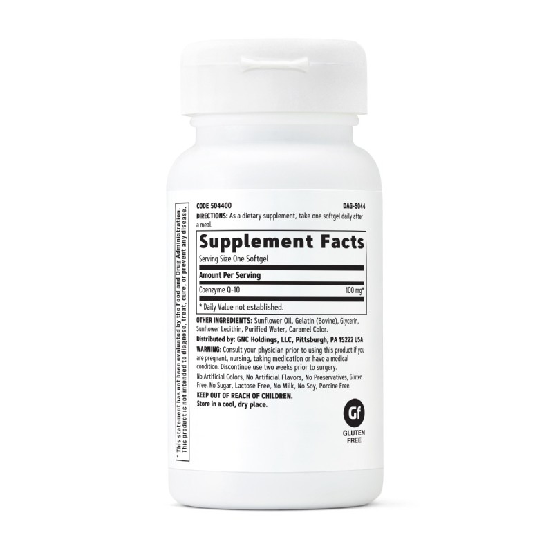 Gnc, Coq-10 100 Mg, Coenzima Q-10 Naturala 100 Mg, 30 Capsule Gelatinoase