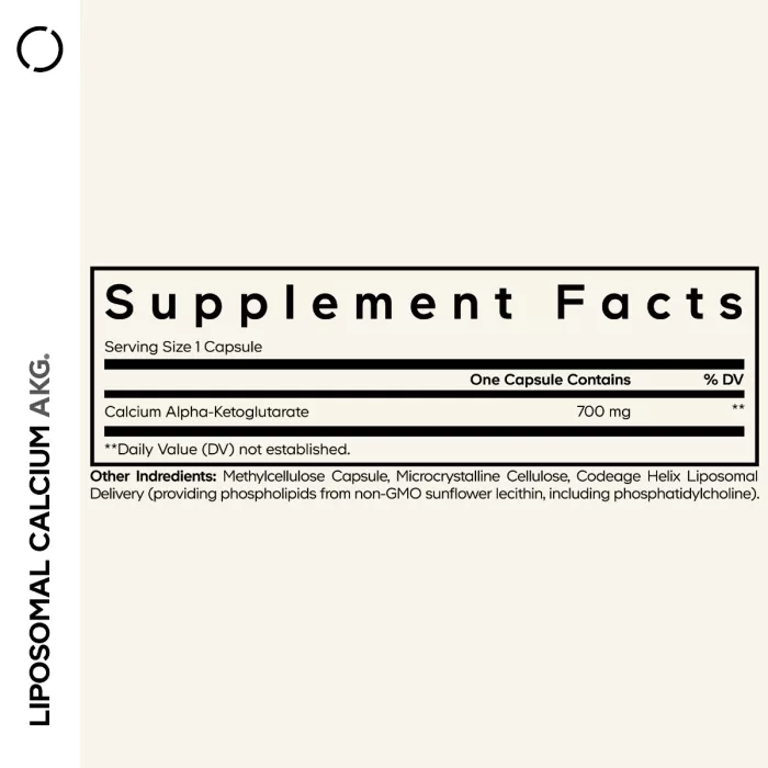 Codeage Liposomal Calcium Akg, Calciu Alfa-ketoglutarat Pentru Energie Celulara Si Longevitate, 60 Cps
