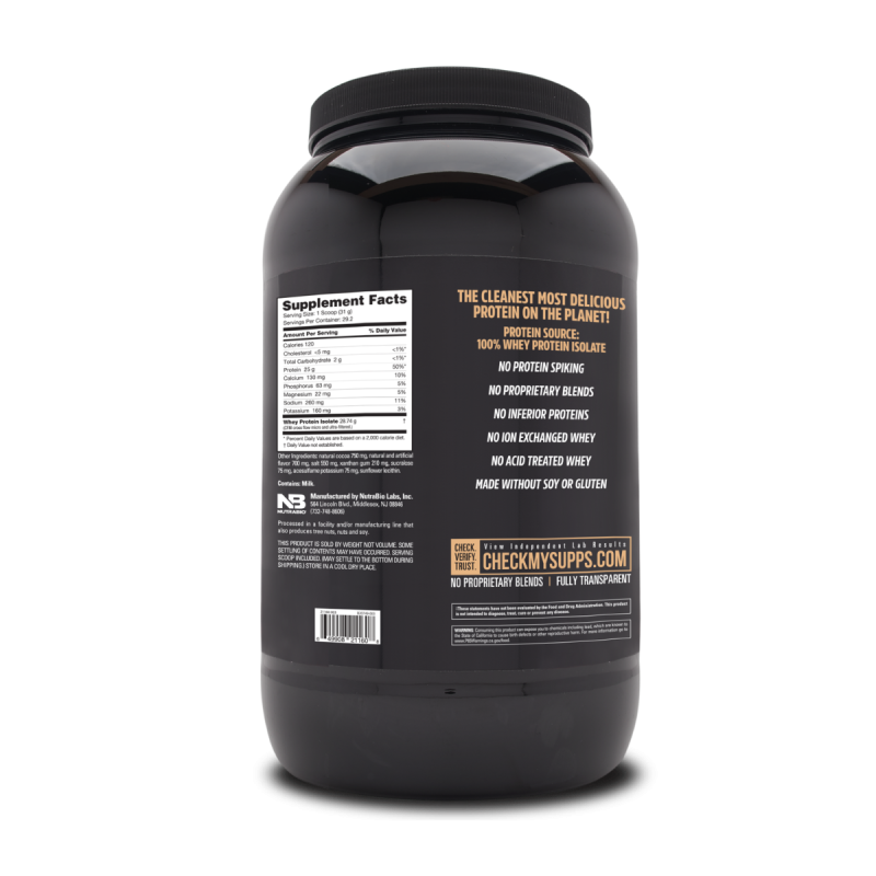 Nutrabio Whey Protein Isolate Chocolate Peanut Butter Bliss, Izolat De Proteina Din Zer Cu Aroma De Ciocolata Si Unt De Arahide, 907 G