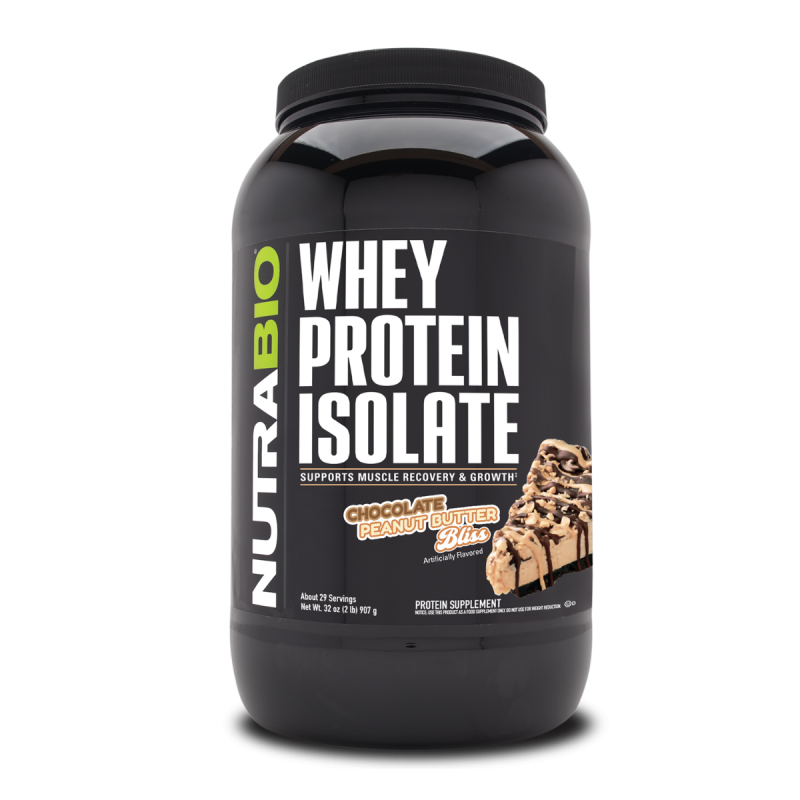 Nutrabio Whey Protein Isolate Chocolate Peanut Butter Bliss, Izolat De Proteina Din Zer Cu Aroma De Ciocolata Si Unt De Arahide, 907 G