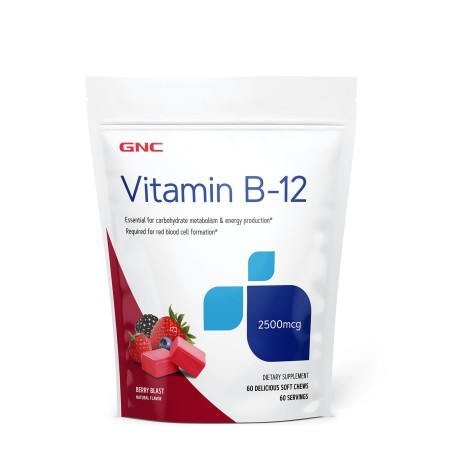 Vitamina B-12 2500 mcg cu aroma de fructe de padure (60 caramele), GNC Live Well