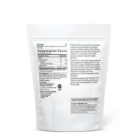 Vitamina B-12 2500 mcg cu aroma de fructe de padure (60 caramele), GNC Live Well