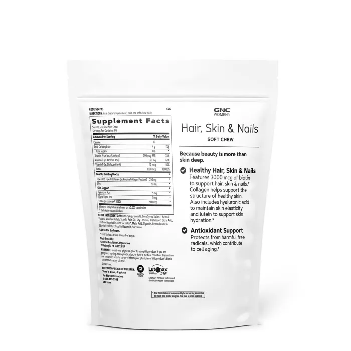 Gnc Women’s Hair, Skin & Nails Formula, Formula Pentru Par, Piele Si Unghii, Caramele Cu Aroma De Fructe De Padure, 60 Caramele Gnc Women’s Hair, Skin & Nails Formula, Formula Pentru Par, Piele Si Unghii, Caramele Cu Aroma De Fructe De Padure, 60 Caramele
