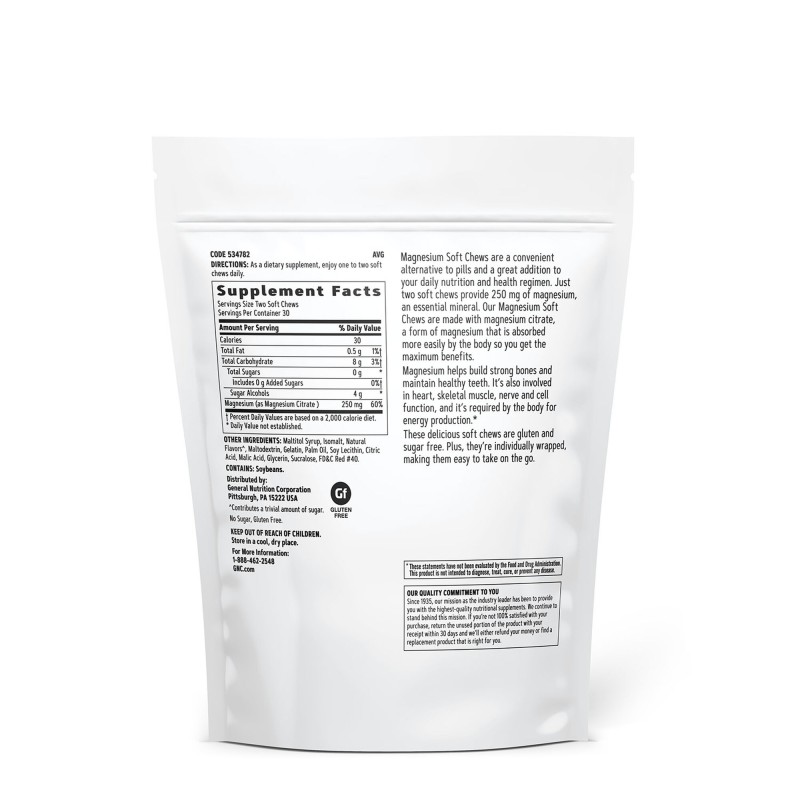 Magneziu cu aroma naturala de capsuni pentru relaxare musculara si sustinerea sistemului nervos (60 caramele), GNC Live Well