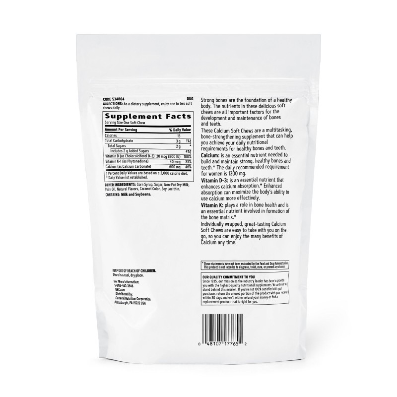 Calciu caramele cu aroma naturala de caramel (60 caramele), GNC Live Well