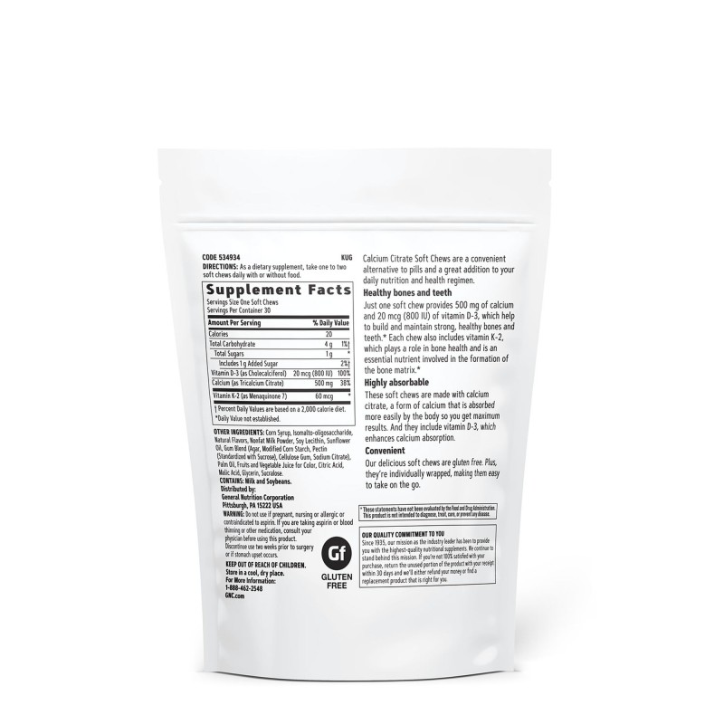 Calciu citrat caramele cu aroma naturala de fructe de padure si frisca (30 caramele), GNC Live Well