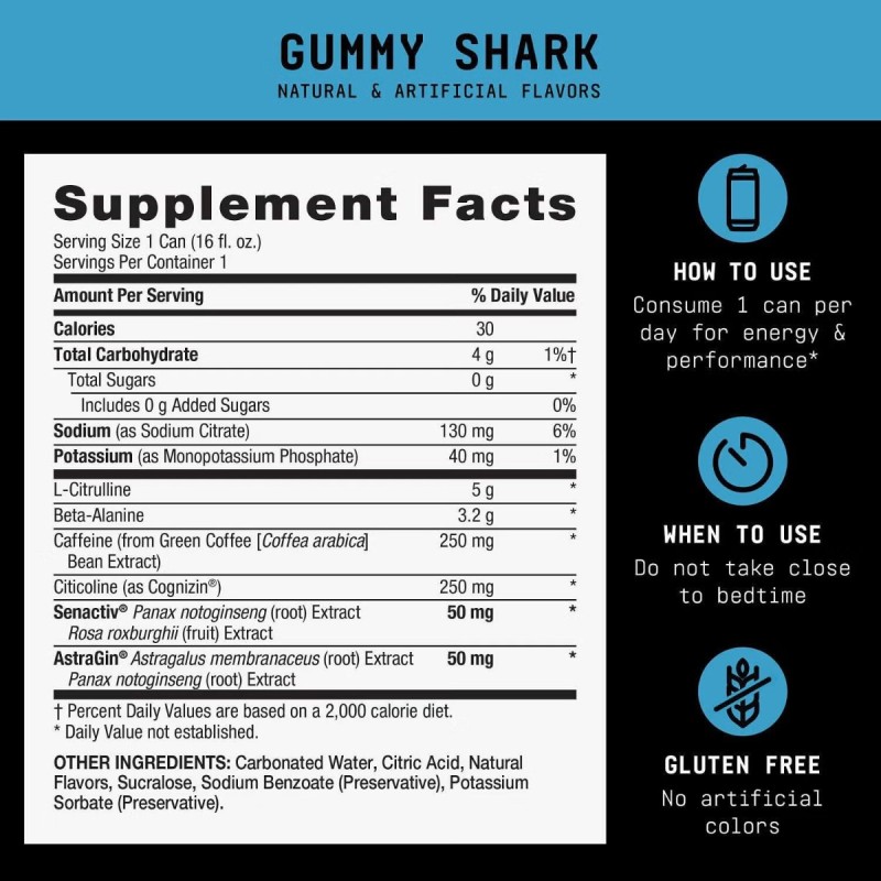 Gnc Beyond Raw Lit V2 On-the-go Pre-workout Gummy Shark, Bautura Pre-workout Rtd, 473 Ml