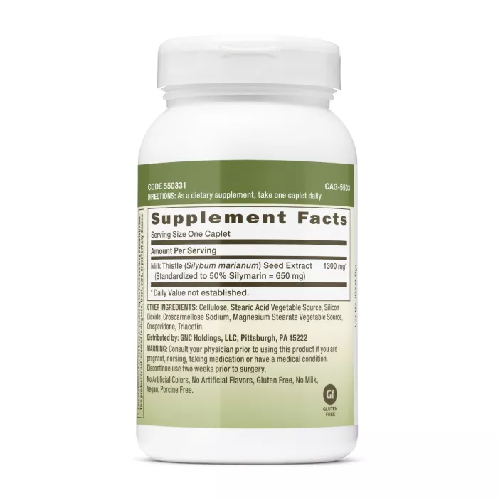 Gnc Herbal Plus Milk Thistle Silimarina 1300 Mg Extract Din Seminte De Armurariu, 120 Cps