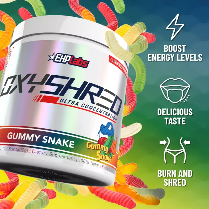Ehp Labs Oxyshred Oxyshred, Formula Termogenica Pentru Energie Si Arderea Grasimilor Cu Cla, Garcinia Cambogia Cu Aroma De Gummy Worm, 300 G