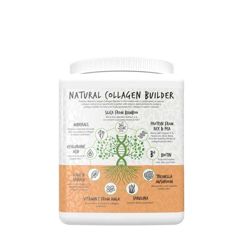 Portions Master Vegan Collagen Builder, Formula Speciala Pentru Productia De Colagen Cu Aroma De Caramel Sarat, 500 G