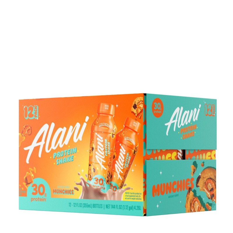 Alani Nu Protein Shake Munchies Flavor, Shake Proteic Cu Aroma De Covrigei, 355 Ml