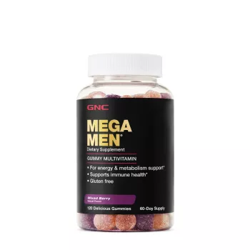 Mega Men, Multivitamine jeleuri pentru barbati cu aroma naturala de fructe de padure (120 Jeleuri), GNC Live Well Mega Men, Multivitamine jeleuri pentru barbati cu aroma naturala de fructe de padure (120 Jeleuri), GNC Live Well
