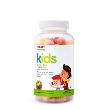 Milestones kids acizi grasi omega-3 pentru copii 2-12 ani cu aroma naturala de zmeura si lamaie (120 jeleuri), GNC Live Well