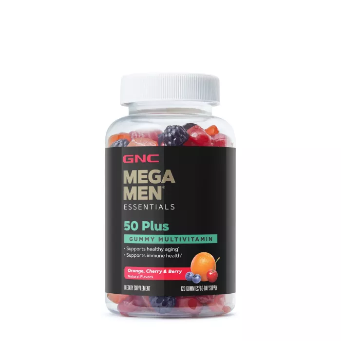 Gnc Mega Men Essentials Gummy Multivitamin 50 Plus, Jeleuri Cu Multivitamine Pentru Barbati 50+ Cu Aroma De Fructe Asortate, 120 Jeleuri Gnc Mega Men Essentials Gummy Multivitamin 50 Plus, Jeleuri Cu Multivitamine Pentru Barbati 50+ Cu Aroma De Fructe Asortate, 120 Jeleuri