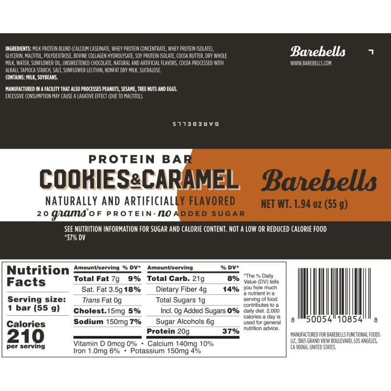Barebells Bars Baton Proteic Cu Aroma De Biscuiti Si Caramel, 55g