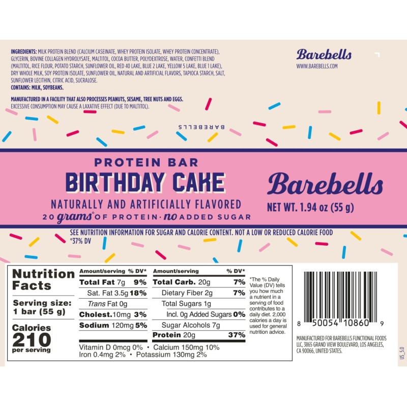 Barebells Protein Bar Birthday Cake, Baton Proteic Cu Aroma De Birthday Cake , 55g