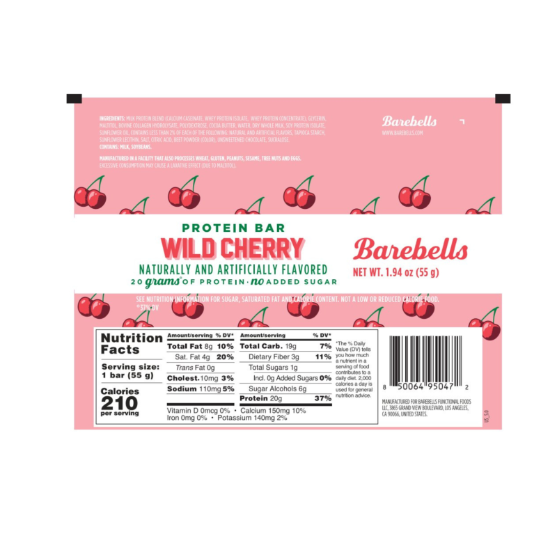 Barebells Protein Bar Wild Cherry, Baton Proteic Cu Aroma De Cirese , 55g