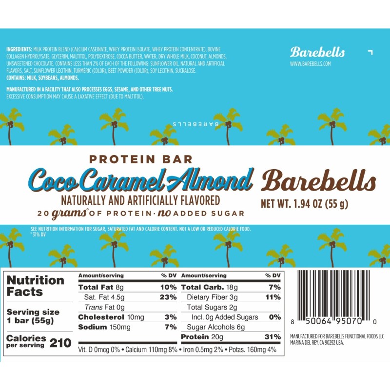 Barebells Protein Bar Baton Proteic Cu Aroma De Unt De Cocos, Caramel Si Migdale, 55 G