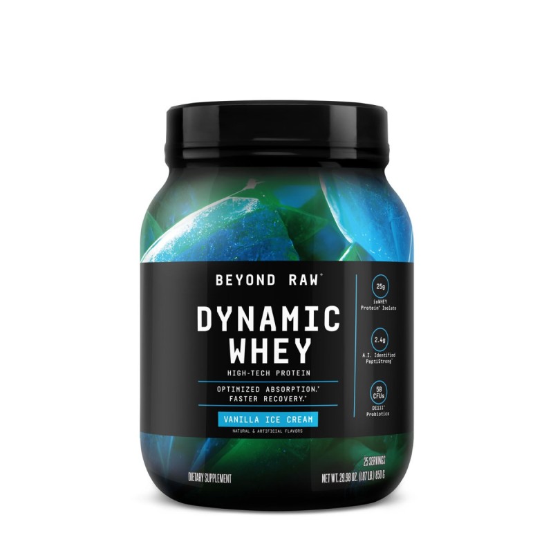 Gnc Beyond Raw Dynamic Whey Vanilla Ice Cream, Proteina Din Zer Cu Aroma De Inghetata De Vanilie, 850 G