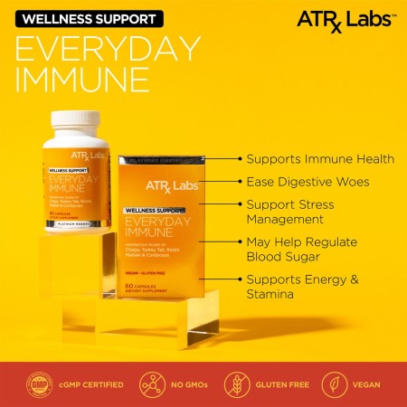 Atrx Labs Everyday Immune Platinum Mushroom Blend, Formula Avansata Cu Ciuperci Pentru Imunitate Puternica, 60 Cps