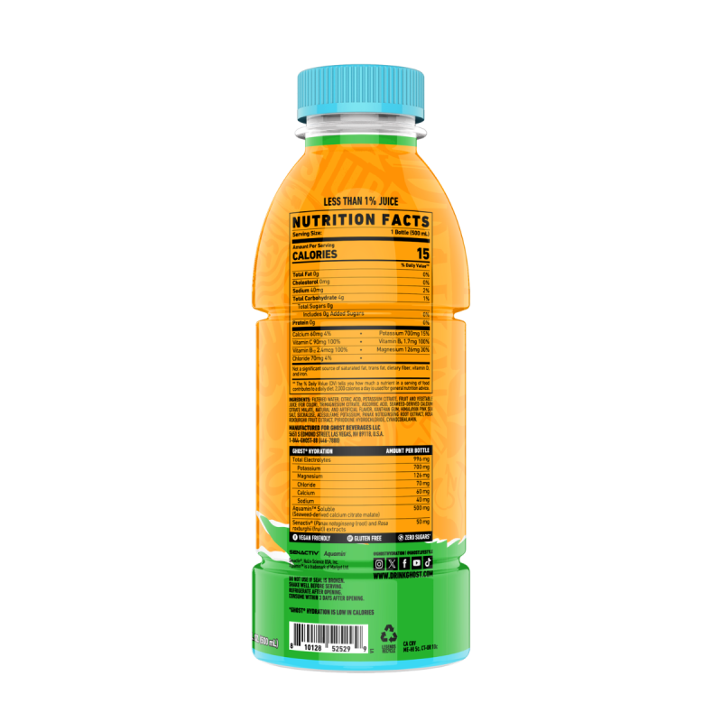 Ghost Hydration Drink With Orange Squeeze Flavor, Bautura Hidratanta Cu Aroma De Portocala, 500 Ml