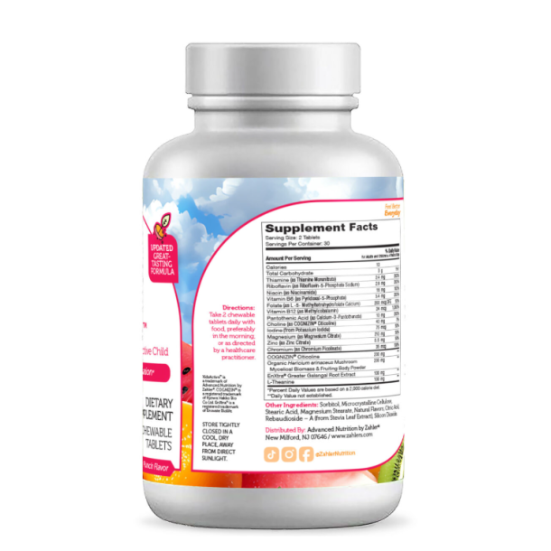 Zahler Kidsactive, Formula Pentru Imbunatatirea Capacitatii De Concentrare Si Atentie A Copiilor  Cu Aroma De Punch De Fructe, 60 Tb