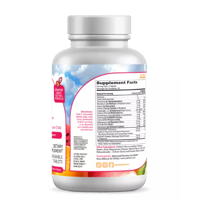 Zahler Kidsactive, Formula Pentru Imbunatatirea Capacitatii De Concentrare Si Atentie A Copiilor Cu Aroma De Punch De Fructe, 60 Tb