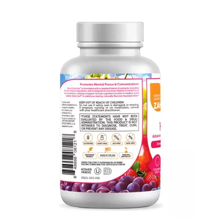 Zahler Kidsactive, Formula Pentru Imbunatatirea Capacitatii De Concentrare Si Atentie A Copiilor Cu Aroma De Punch De Fructe, 60 Tb