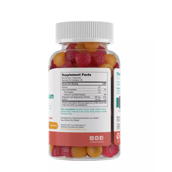 Zahler Chapter One Kids Magnesium,kosher Certified, Magneziu Pentru Copii Cu Aroma De Zmeura Si Mango, 60 Jeleuri