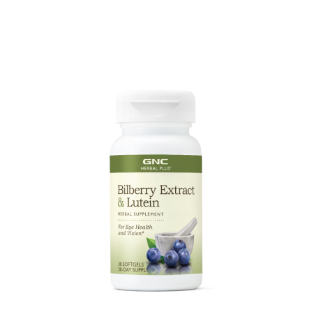 Gnc Herbal Plus Bilberry Extract & Lutein, Extract De Afine Si Luteina, 30 Cps