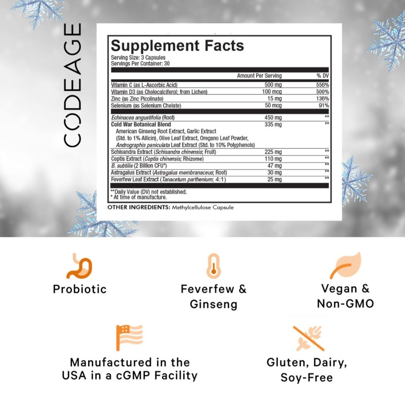 Codeage Clearhead Daily Multivitamins, Formula Premium Pentru Sustinerea Imunitatii, Energie Si Vitalitate, 90 Cps