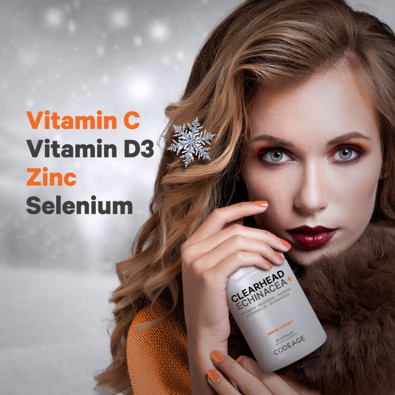 Codeage Clearhead Daily Multivitamins, Formula Premium Pentru Sustinerea Imunitatii, Energie Si Vitalitate, 90 Cps