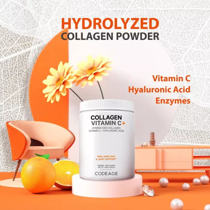 Codeage Collagen Vitamin C+, Colagen Hidrolizat Cu Vitamina C Si Acid Hialuronic, 283 G Codeage Collagen Vitamin C+, Colagen Hidrolizat Cu Vitamina C Si Acid Hialuronic, 283 G